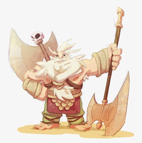 部落战士png免抠素材_新图网 https://ixintu.com 双斧 战争 手绘人物 斧子 老人