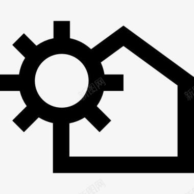 房子的轮廓变的太阳图标图标
