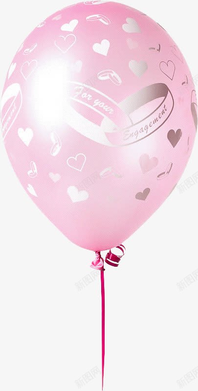 粉色氢气球png免抠素材_新图网 https://ixintu.com 实拍氢气球 心形图案 戒指图案 粉色气球