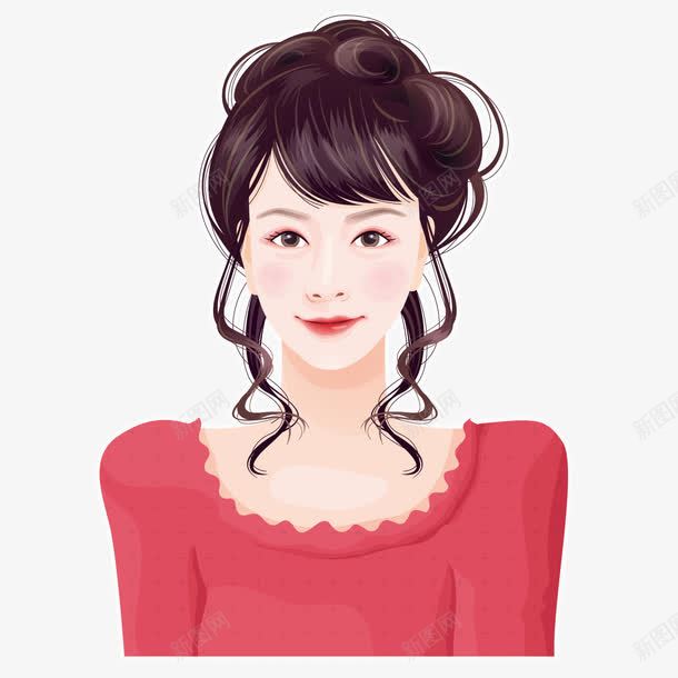 卷发女孩png免抠素材_新图网 https://ixintu.com 卷发 女孩 女性 漂亮 红色衣服
