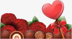情人节玫瑰巧克力和爱心棒棒糖素材