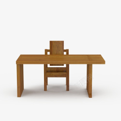 书房浅棕色古典简单中式书桌素材