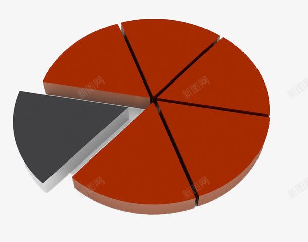 红色立体饼状图图标png_新图网 https://ixintu.com 免抠素材 立体几何 红色 饼状图
