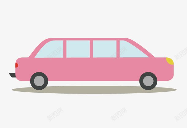 轿车png免抠素材_新图网 https://ixintu.com 加长 加长车 卡通 粉色 轿车