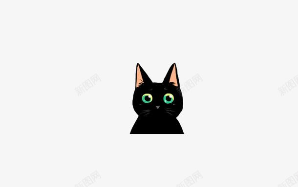 黑猫png免抠素材_新图网 https://ixintu.com 可爱 绿眼睛 黑猫