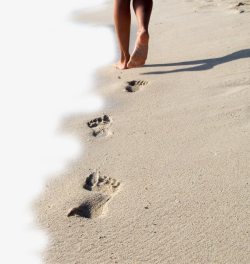 行走沙滩脚印素材