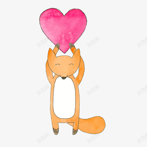 举着爱心的狐狸png免抠素材_新图网 https://ixintu.com PNG图形 PNG装饰 动物 卡通 手绘 爱心 狐狸 装饰