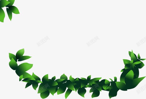 绿色渐变树叶手绘装饰png免抠素材_新图网 https://ixintu.com 树叶 渐变 绿色 装饰