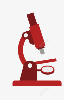 红色显微镜卡通扁平化红色显微镜高清图片