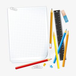 笔本和尺子矢量图素材