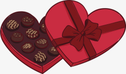 拆开的爱心礼盒浪漫红色情人节巧克力矢量图高清图片