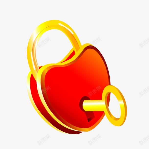 红色心形金钥匙png免抠素材_新图网 https://ixintu.com 红色心形 金钥匙 锁