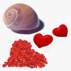 红色心形棕色蜗牛素材