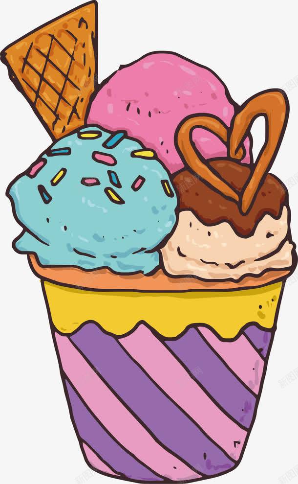 甜筒冰淇淋png免抠素材_新图网 https://ixintu.com 冰淇淋 卡通 彩色 手绘