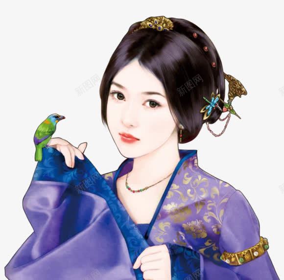 唯美鸟与紫衣美人png免抠素材_新图网 https://ixintu.com 唯美 图片 美人