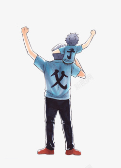 卡通手绘父子插画素材