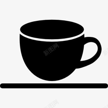 咖啡店的接口符号黑杯的水平线图标图标