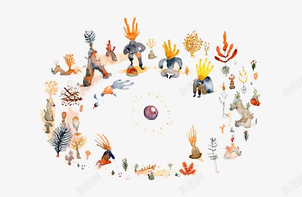 彩绘创意动物图案png免抠素材_新图网 https://ixintu.com 创意图案 动物聚会 彩绘图案