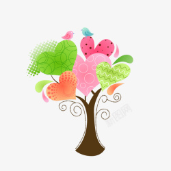 爱情鸟树木彩色现代网页装饰高清图片