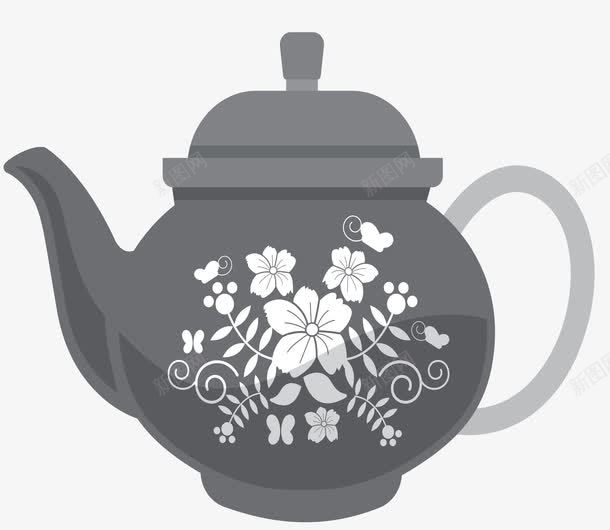 中国风的茶壶png免抠素材_新图网 https://ixintu.com 中国风 花 茶具 茶壶