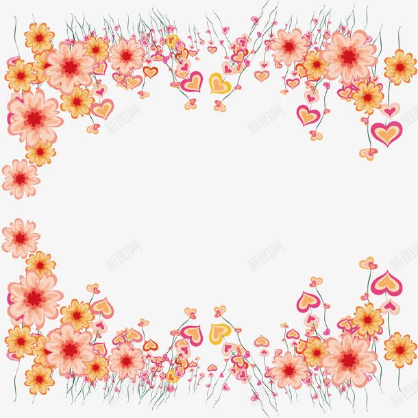 卡通红色花卉边框png免抠素材_新图网 https://ixintu.com 植物 水彩 红色 花卉 边框