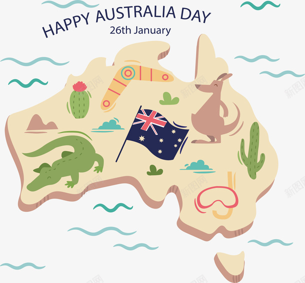 立体可爱澳大利亚地图矢量图ai免抠素材_新图网 https://ixintu.com AustraliaDay 可爱动物 地图 澳大利亚 澳大利亚日 矢量png 矢量图