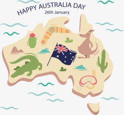 立体可爱澳大利亚地图矢量图素材