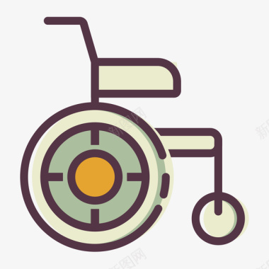灰色手绘轮椅医疗图标图标