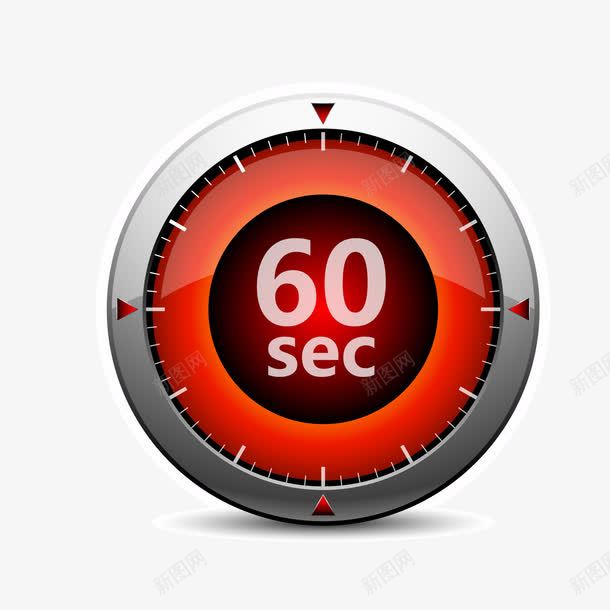 60秒红色计时表盘png免抠素材_新图网 https://ixintu.com 60秒 红色 表盘