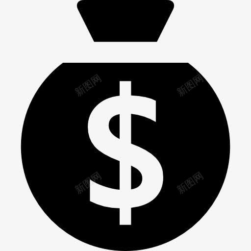 带有美元符号的黑色圆形的钱袋子图标png_新图网 https://ixintu.com 商业 基本图标 美元 袋子 金钱 钱袋子