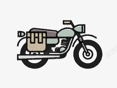 卡通摩托车png免抠素材_新图网 https://ixintu.com 创意 扁平化 摩托车 机车 线条