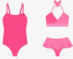 泳衣粉红色三点式素材