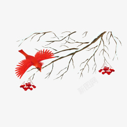 红鸟红梅树素材