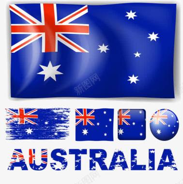 蓝色澳大利亚国旗图标图标