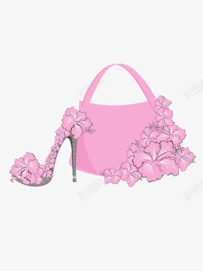 粉色鞋包png免抠素材_新图网 https://ixintu.com 包包 粉色 高跟鞋