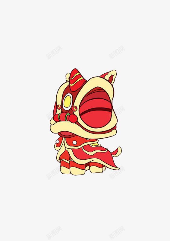 手绘舞狮png免抠素材_新图网 https://ixintu.com 中国年 中国风 卡通舞狮 红色舞狮