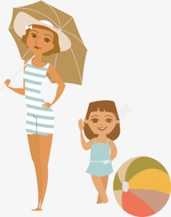 遮阳伞时尚母女海报元素素材