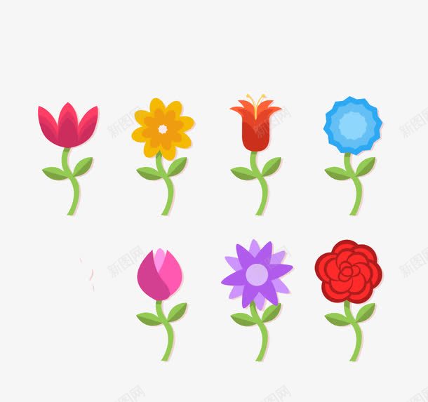 五颜六色的花朵png免抠素材_新图网 https://ixintu.com 五颜六色的花 卡通花 花卉 花朵