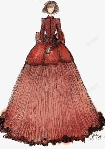 创意婚纱png免抠素材_新图网 https://ixintu.com 时装 礼服 红色