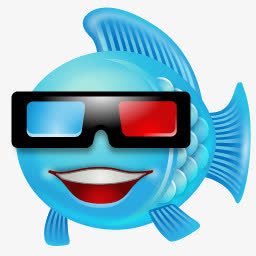 带3D眼镜的小鱼图标图标