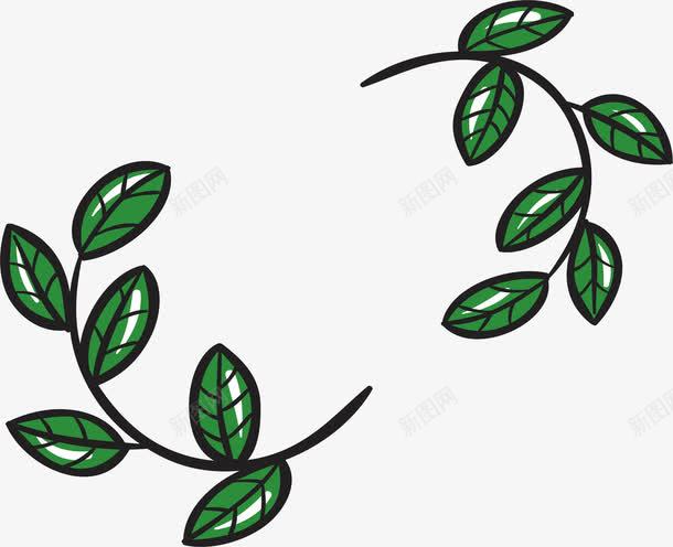 卡通绿色树叶标题框png免抠素材_新图网 https://ixintu.com 卡通树叶 树叶标题框 绿色树叶