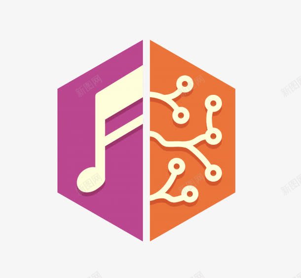 六角形音乐播放logo图标png_新图网 https://ixintu.com 听音乐 多媒体 播客 电台 网络 链接 音乐 音乐电台