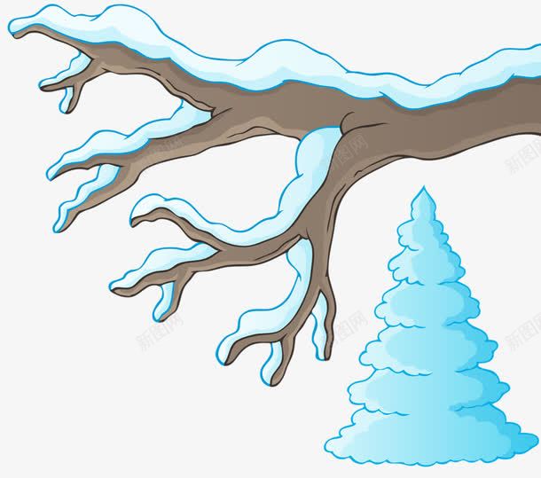 积雪和雪松png免抠素材_新图网 https://ixintu.com 卡通 树干 白雪 积雪 雪松木