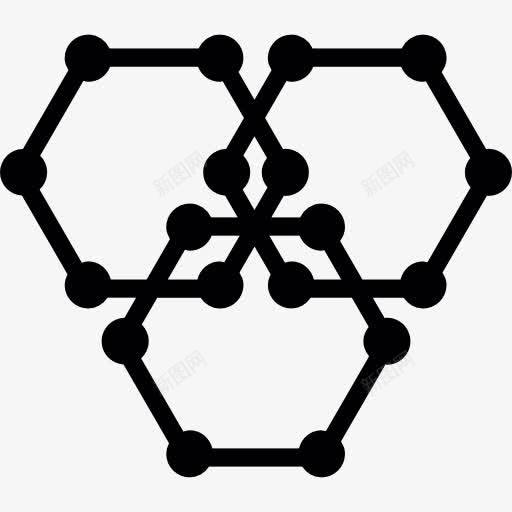 三个六边形图标png_新图网 https://ixintu.com 几何 几何关系 形状
