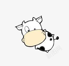 卡通小牛png免抠素材_新图网 https://ixintu.com 卡通 可爱 小牛 斑点 黑白