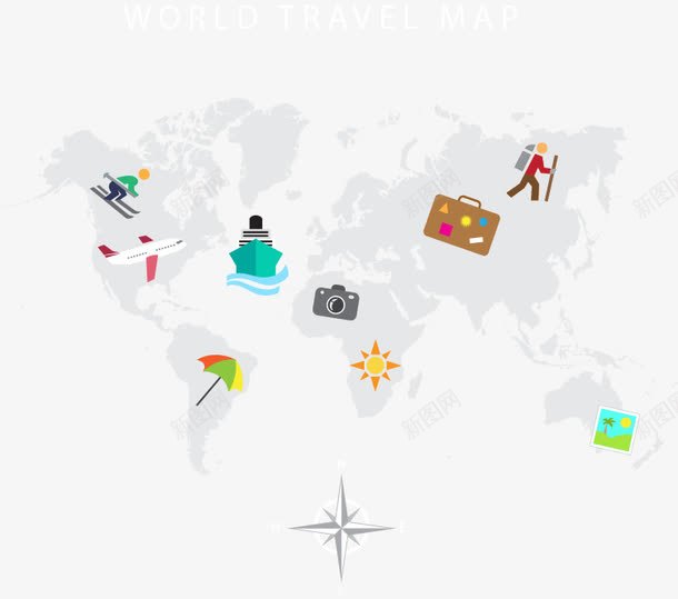 环球旅行地图png免抠素材_新图网 https://ixintu.com 地图素材 旅行素材 环球旅行