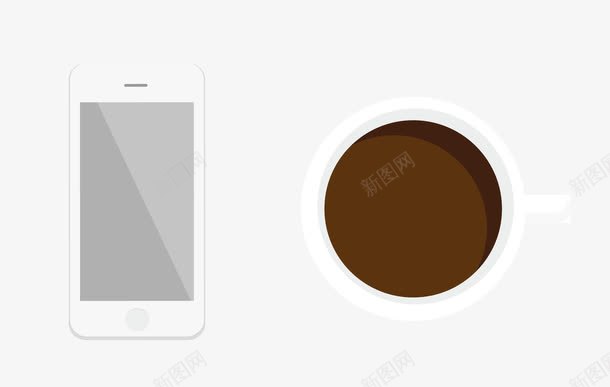手机和咖啡的办公环境png免抠素材_新图网 https://ixintu.com 休闲 办公 卡通手绘 咖啡 手机