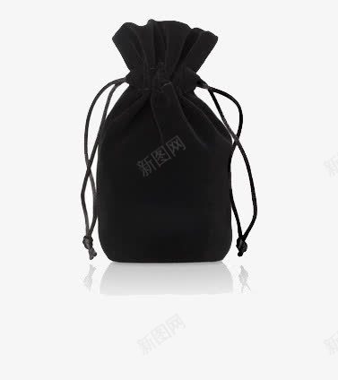 一只收紧口袋的黑色布袋png免抠素材_新图网 https://ixintu.com 口袋 布袋 系绳 黑色