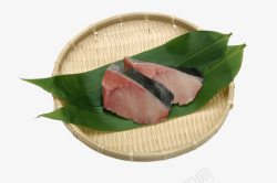 竹叶上的鱼肉素材