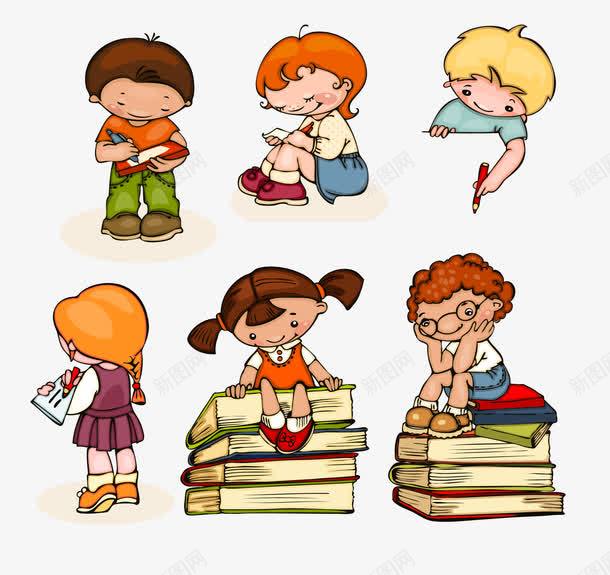 玩耍儿童png免抠素材_新图网 https://ixintu.com 书本 卡通儿童 卡通女孩 玩耍儿童 男孩 课本